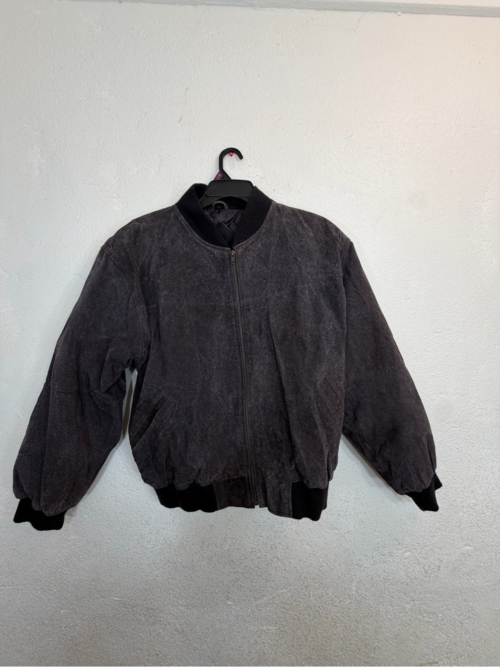VTG 90s Barney's Argentine Leather Bomber Jacket - Black Suede - Size Medium